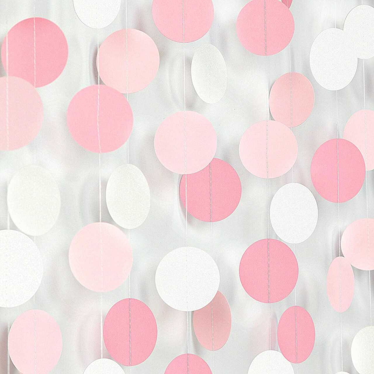 52 ft Light Pink & White Birthday Party Garland – Baby Shower, Bridal, Bachelorette & Celebration Decor